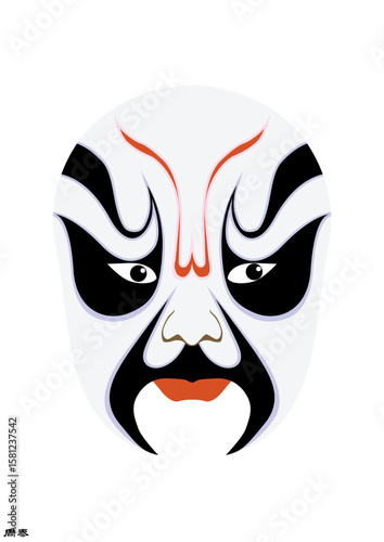 Chinese Peking Opera Mask Illustration, Traditional Beijing Opera Face Art, Cultural Vector Design