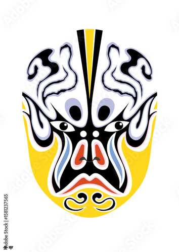 Chinese Peking Opera Mask Illustration, Traditional Beijing Opera Face Art, Cultural Vector Design