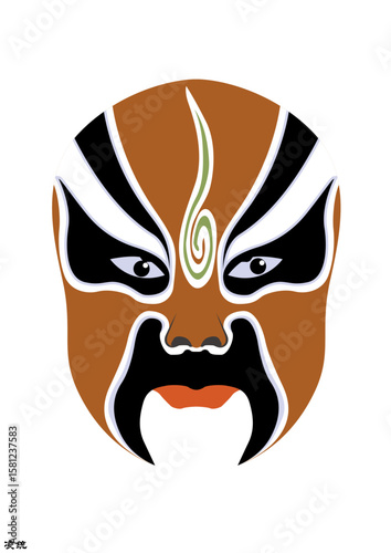 Chinese Peking Opera Mask Illustration, Traditional Beijing Opera Face Art, Cultural Vector Design
