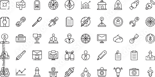 Mixed money line icons vector set on a white background