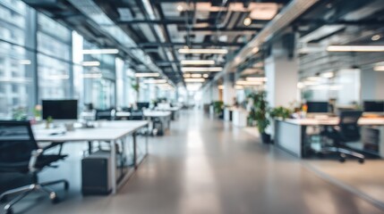 Blurred Modern open office interior for corporate business or call centre with blurred background