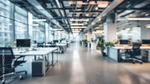 Blurred Modern open office interior for corporate business or call centre with blurred background