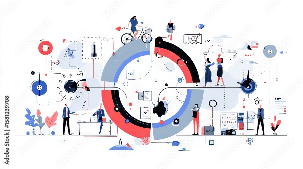 Obraz premium Project life cycle abstract concept vector illustration set. Project planning, design structure matrix, task assignment, business case, business analysis, visual representation abstract metaphor., no