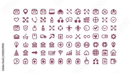 Comprehensive Collection of 95 Line Icons in Maxi and Mini Sizes Ideal for Diverse Design Projects on transparent background mega collection line icons available both