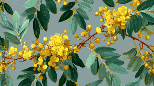 vector drawing sea buckthorn branch .Generative AI
