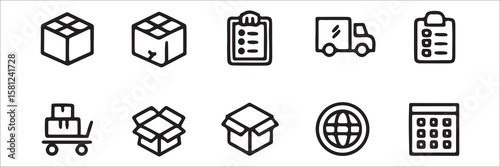 Delivery and logistics icons package truck