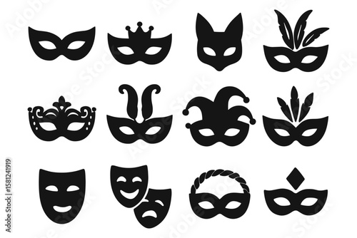 Silhouette mask collection featuring theater and carnival designs