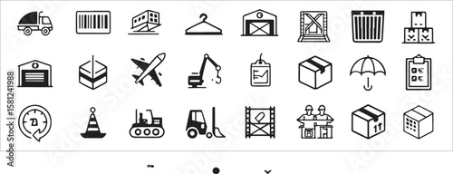 Logistics and delivery icons truck barcode