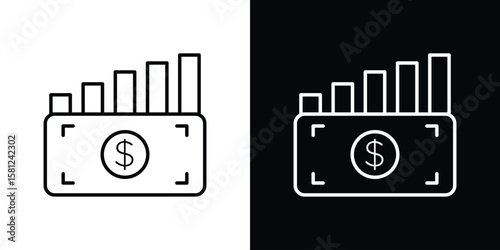 capital gain icon. Black illustration isolated for graphic and web design.