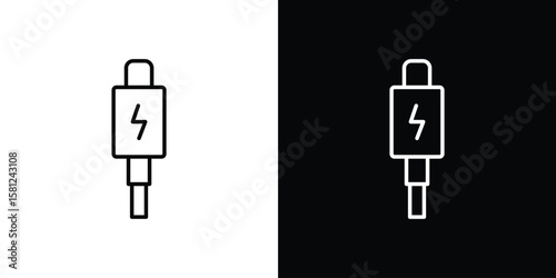 USB type c icon. Black illustration isolated for graphic and web design.