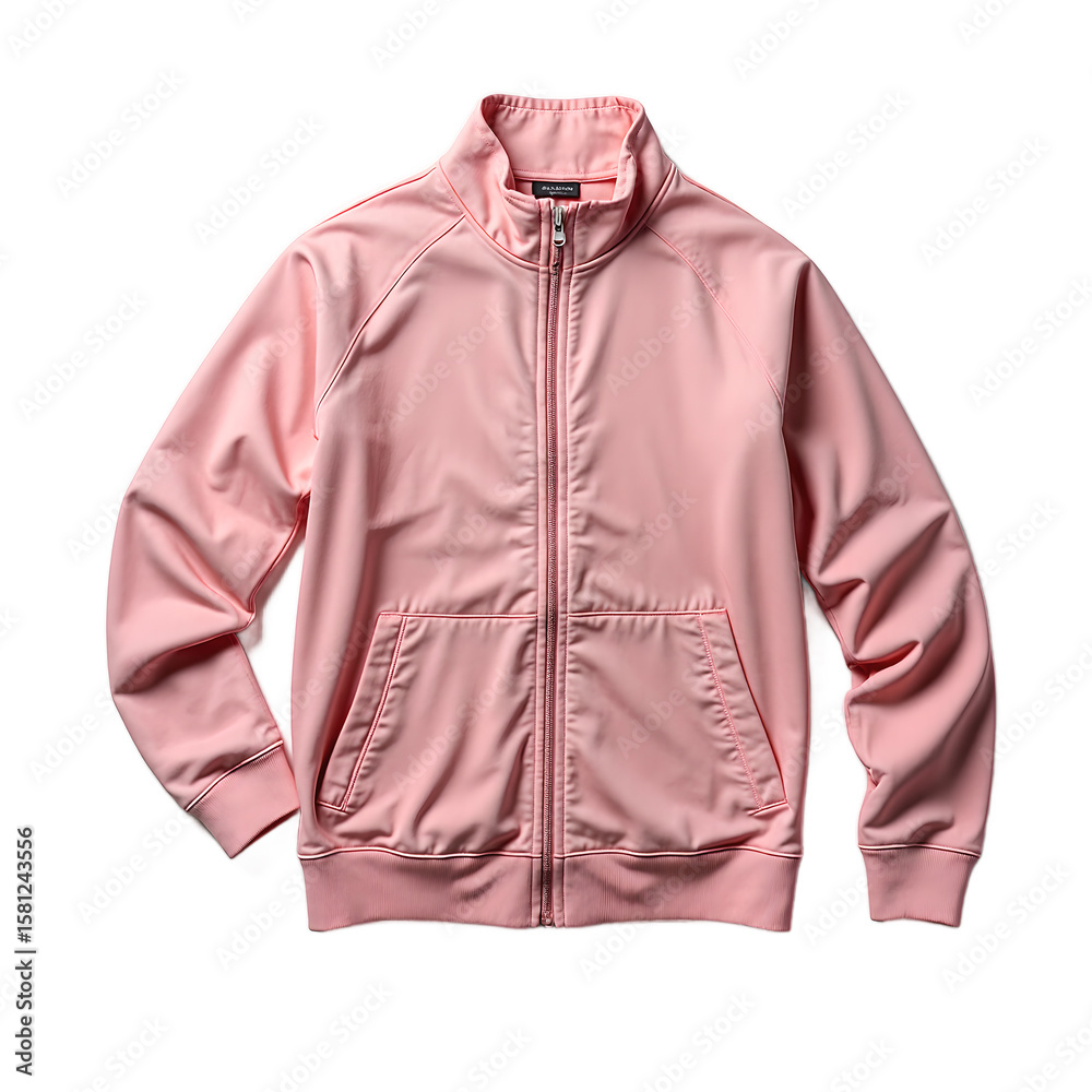 Stylish dusty rose tracksuit top with zip front neatly displayed on a white background Perfect for a sporty and trendy look Stylish dusty rose tracksuit top with zip front neatly displayed on a white background Perfect for a sporty and trendy look