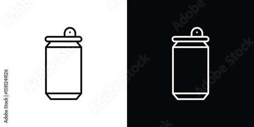 Soda can icon. Black illustration isolated for graphic and web design.
