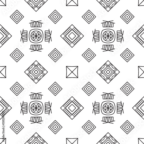 Geometric shapes tribal pattern black white vector