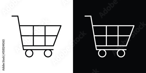 Shopping cart icon. Black illustration isolated for graphic and web design.