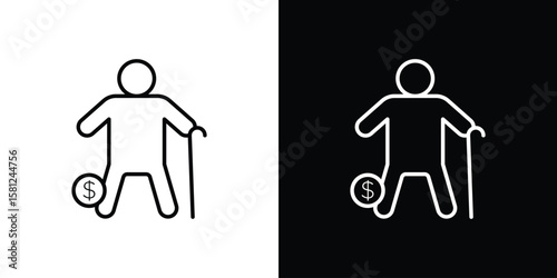 Retirement icon. Black illustration isolated for graphic and web design.