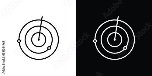 Radar detection icon. Black illustration isolated for graphic and web design.