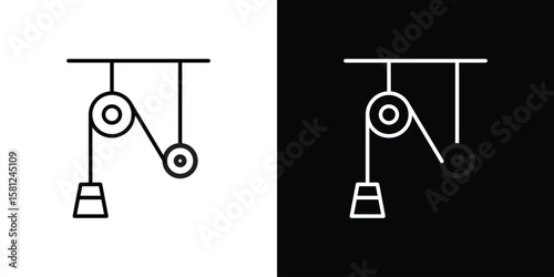 Pulley icon. Black illustration isolated for graphic and web design.