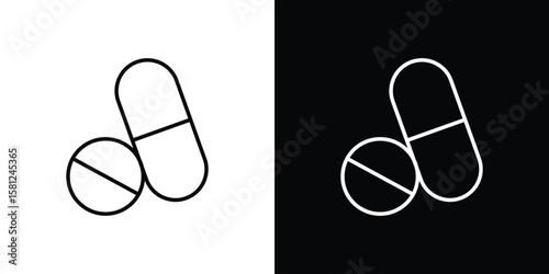 Pills icon. Black illustration isolated for graphic and web design.