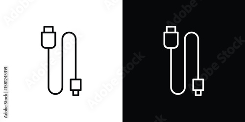 Phone cable icon. Black illustration isolated for graphic and web design.
