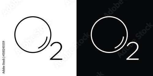 Oxygen O2 icon. Black illustration isolated for graphic and web design.