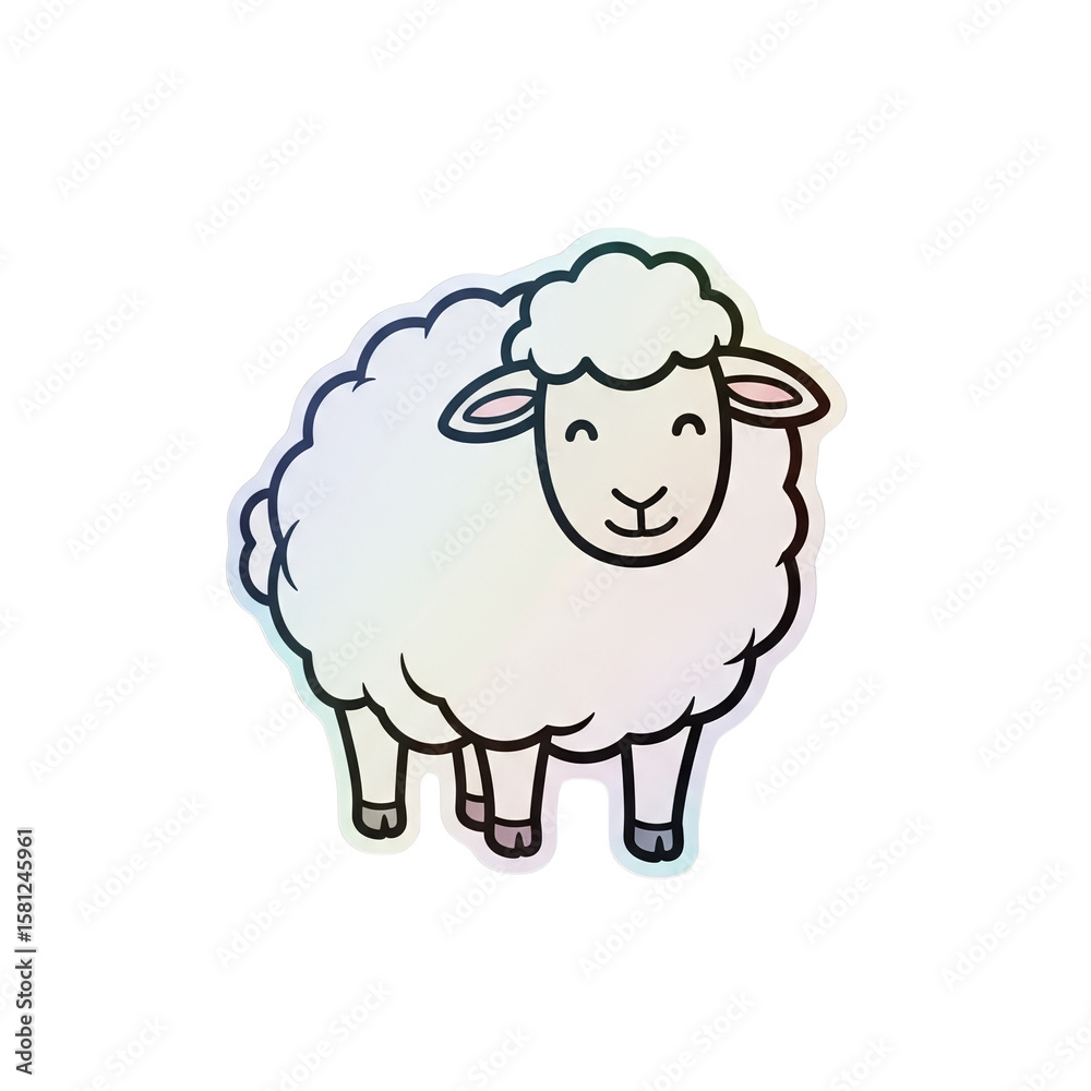 Obraz premium Cute sheep illustration on a transparent background for the design 