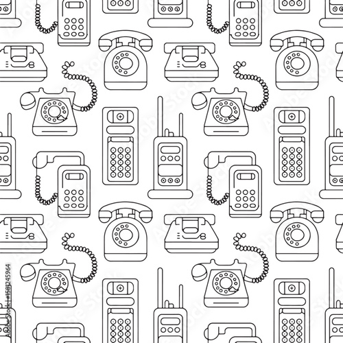 Vintage and modern communication devices pattern telephone rotary phone