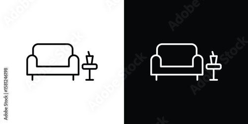 Lounge icon. Black illustration isolated for graphic and web design.