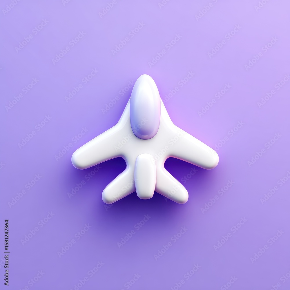Fototapeta premium A simple, stylized airplane icon on a purple background.