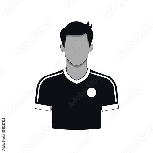 Digital illustration of a stylized faceless person wearing a black sports top against, vector.