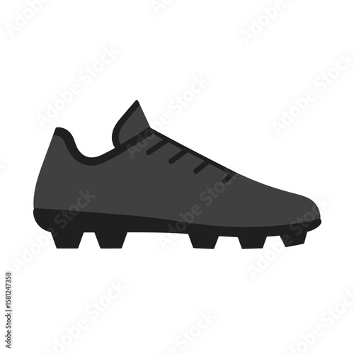Um tênis esportivo preto com várias travas é retratado no vetor, perfeito para uso atlético.