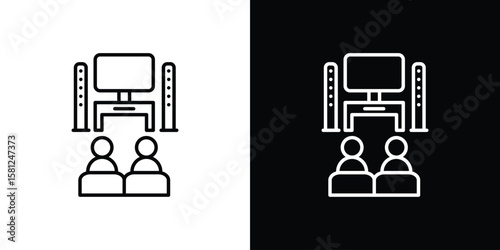 Home cinema icon. Black illustration isolated for graphic and web design.