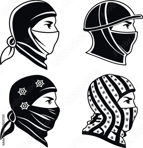 Balaclava Headgear Silhouette Vector Illustration for Use