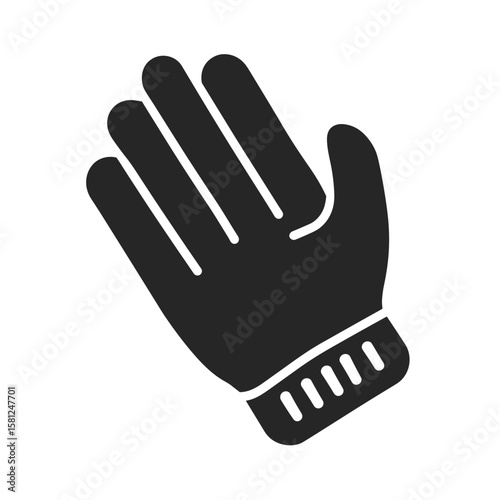Single black and white glove with a cuff for hand protection, often used for working and sports, vector.