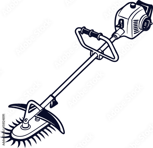 Brush Cutter Silhouette Vector Illustration on White Background