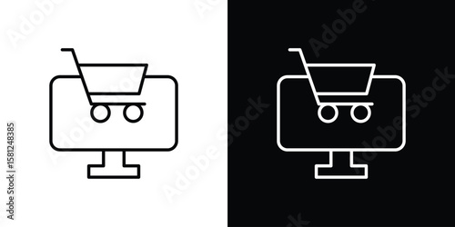 E commerce platform icon. Black illustration isolated for graphic and web design.