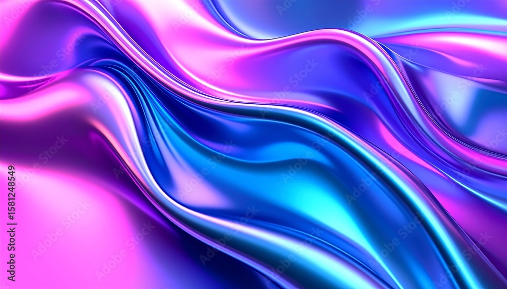 Naklejka premium Abstract vibrant fluid forms in iridescent holographic colors