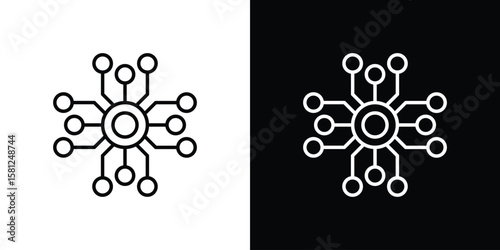 Decentralized icon. Black illustration isolated for graphic and web design.