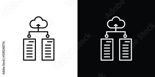 Data center icon. Black illustration isolated for graphic and web design.