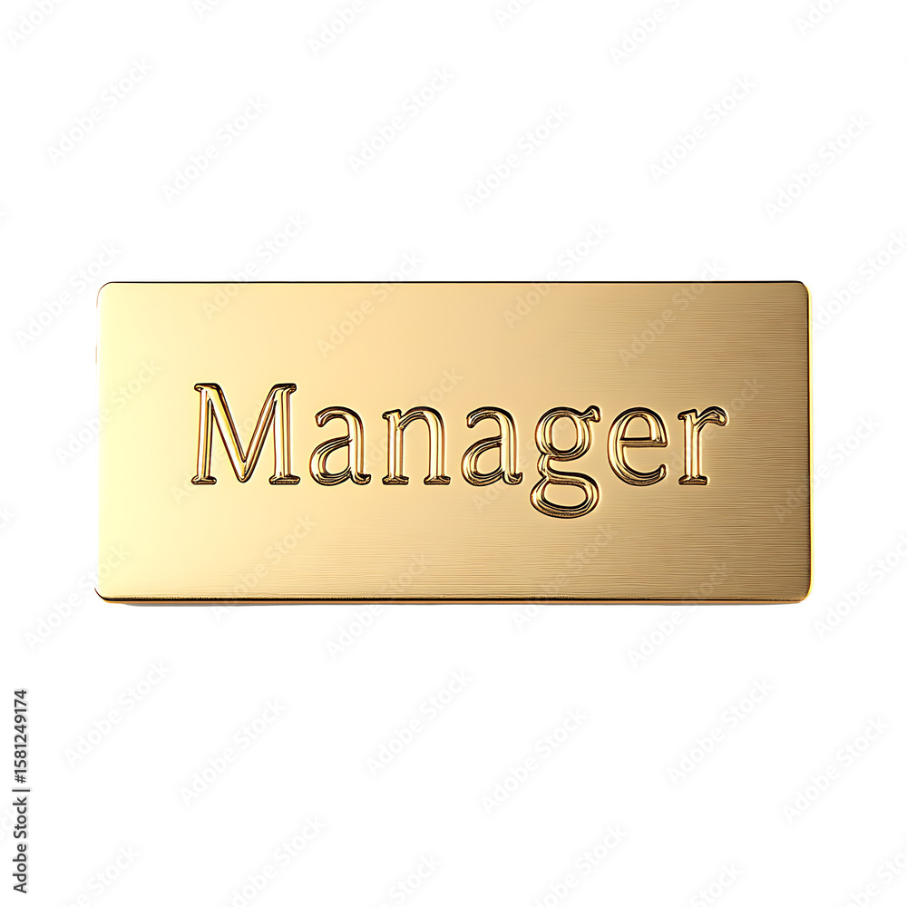Obraz premium Nameplate with 'Manager' inscription, signifying leadership, responsibility, or organizational role.