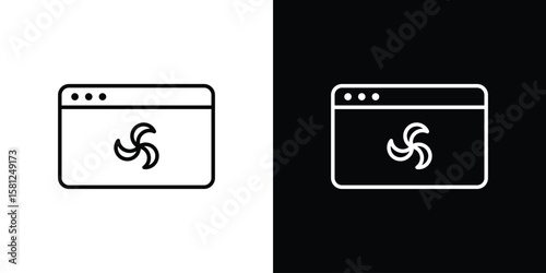 Convection turbofan stove icon. Black illustration isolated for graphic and web design.