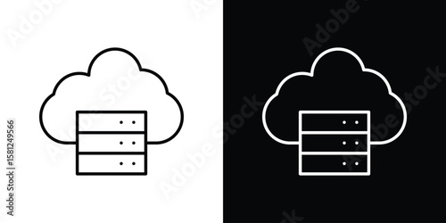 Cloud server icon. Black illustration isolated for graphic and web design.