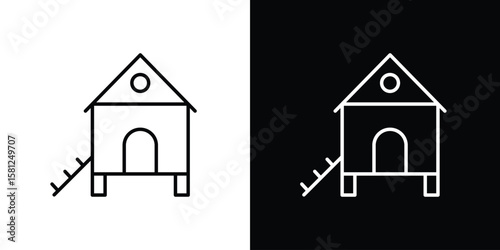 Chicken coop icon. Black illustration isolated for graphic and web design.
