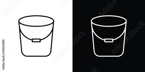 Bucket icon. Black illustration isolated for graphic and web design.