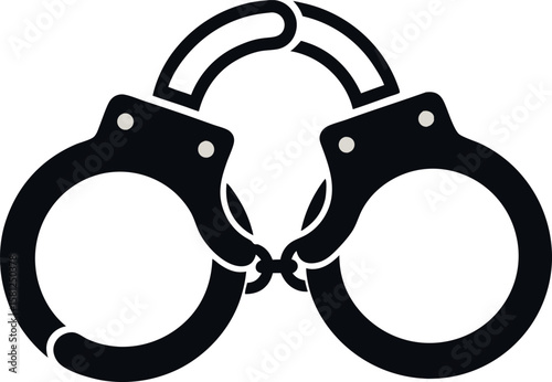 Minimalist Handcuffed Vector Silhouette Icon for Law and Justice Concepts