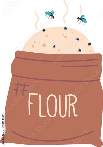 Spoiled flour sack vector illustration