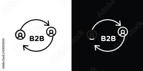 B2B icon. Black illustration isolated for graphic and web design.