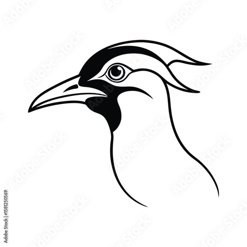 Lapwing bird head drawing in fine line style for design and decor vector illustration.