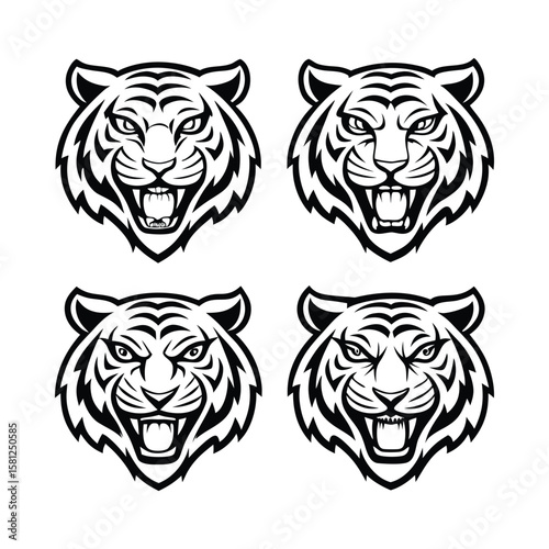 tiger head silhouette vector