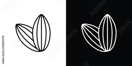 Almond icon. Black illustration isolated for graphic and web design.
