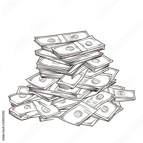 vector mountain of money black lines .Generative AI